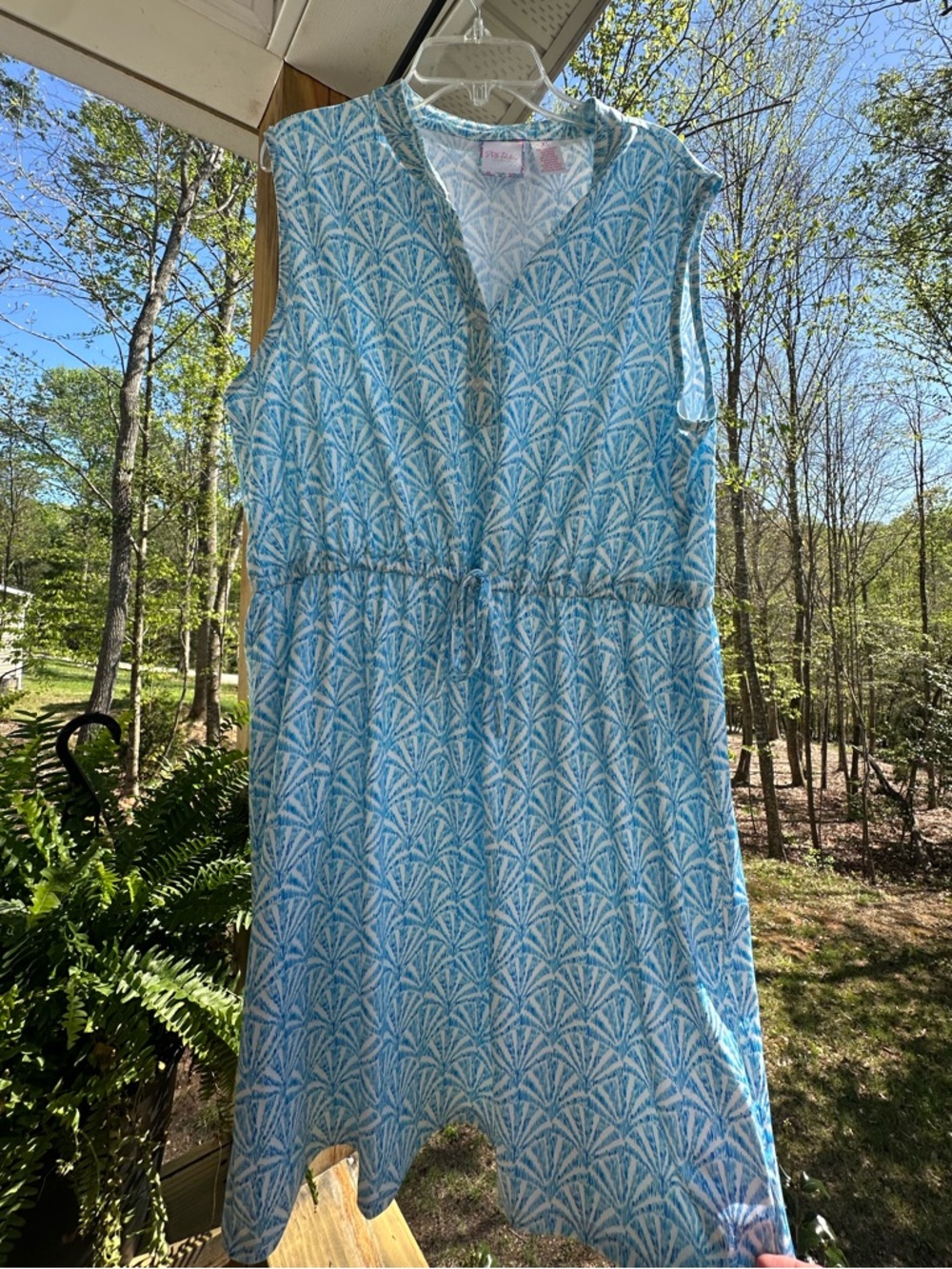 Sleeveless Asymmetrical Light Blue Printed Dress
